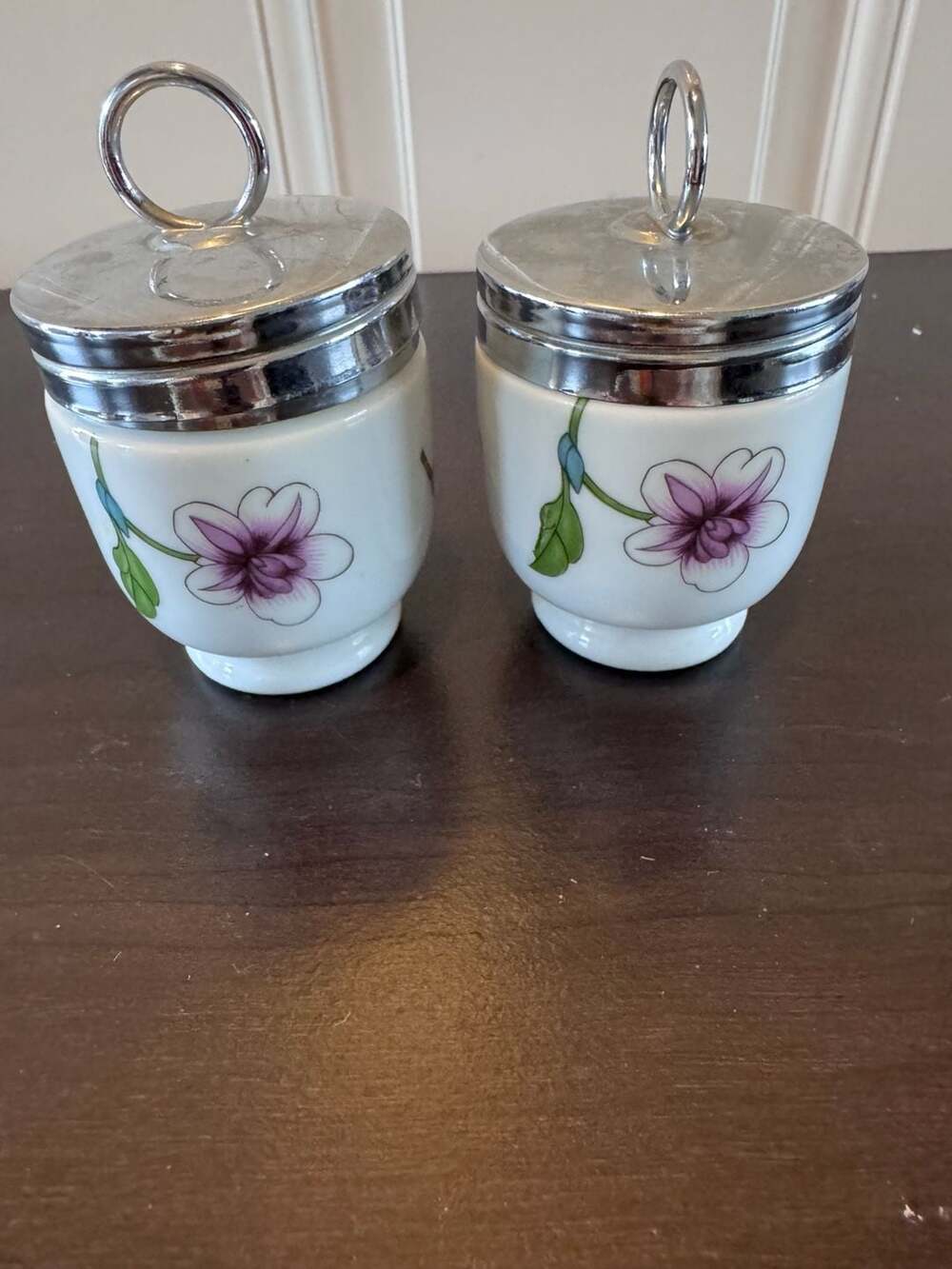 Royal Worcester Astley Egg Coddler Pair Vintage Porcelain Floral